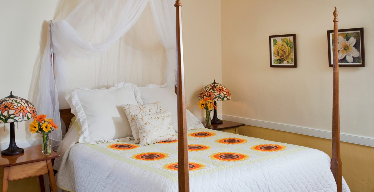 Yellow Room bed view - Romantic Things to Do in Lancaster, PA