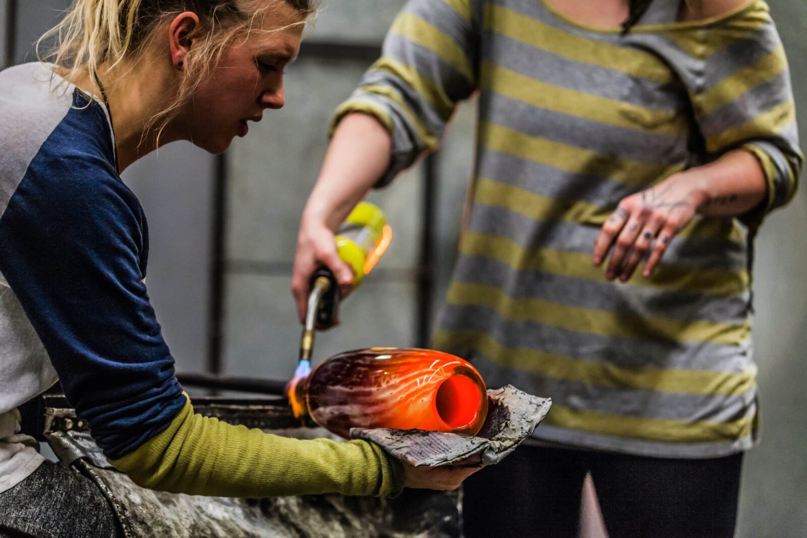 Artisans at work at Stiegel Glassworks, one of the most unique things to do in Lancaster PA.