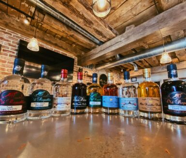 Bottles in historic barn