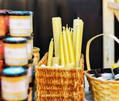 Stall with wax candles at the York Central Market