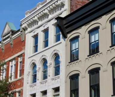 Beautiful old historic buildings in downtown Lancaster, Pennsylvania.