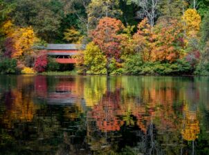 One of the covered bridges in Lancaster, Pa in the fall