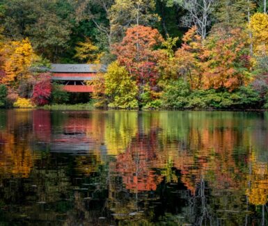 One of the covered bridges in Lancaster, Pa in the fall