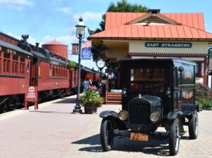 Historic Car in front of the Strasburg Rail Road in Pennsylvania