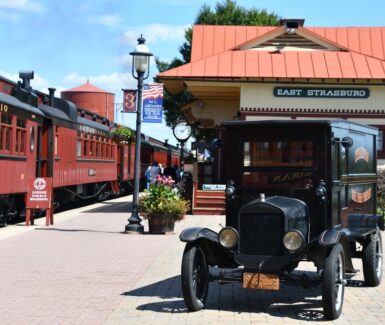 Historic Car in front of the Strasburg Rail Road in Pennsylvania