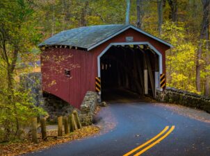 Historic covered bridge - one of the best things to do in Lancaster, PA in the fall