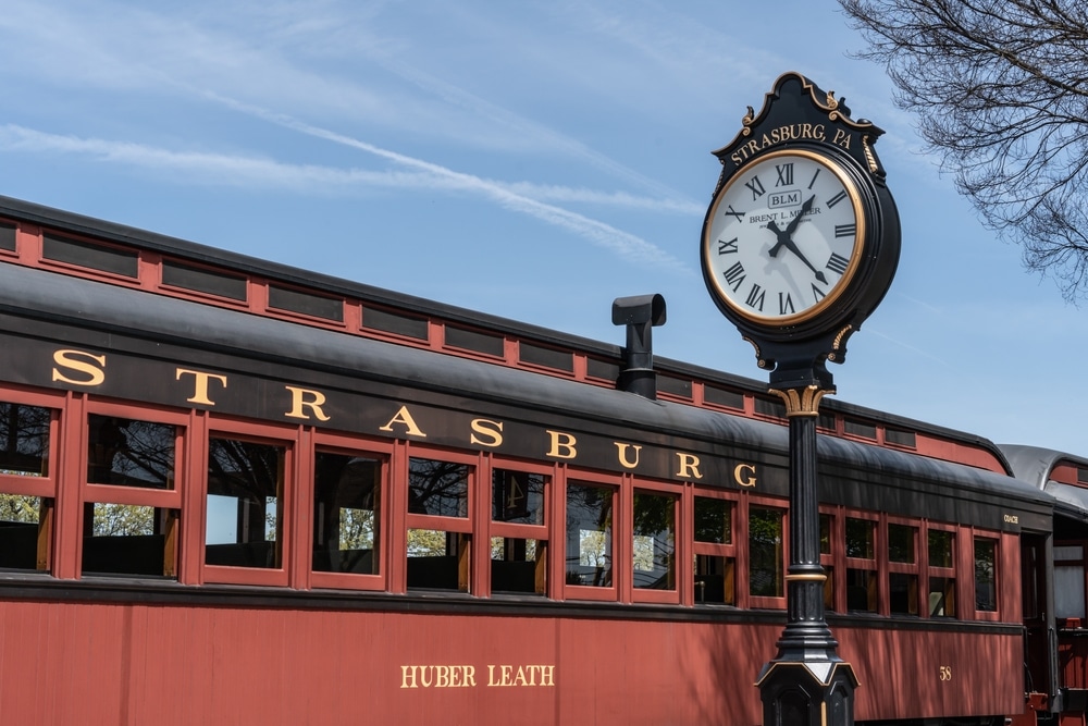 Closeup of the Strasburg Rail Road near Lancaster, Pennsylvania