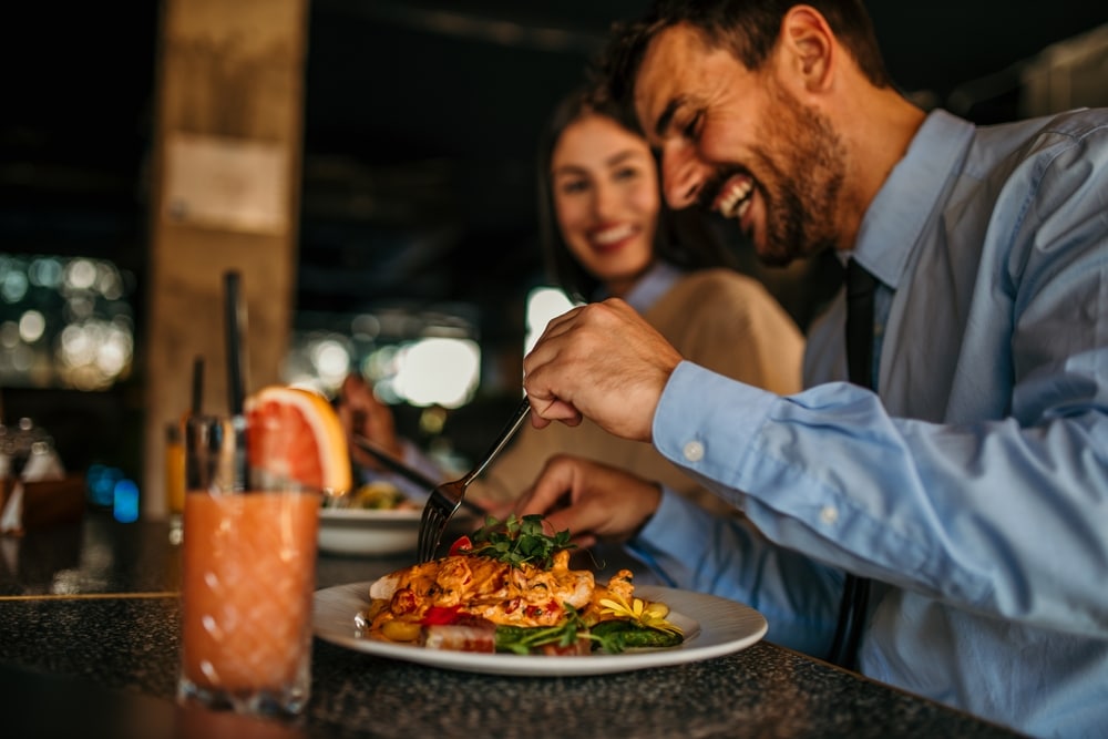 Couple enjoying a meal at the best restaurants in Lancaster, PA